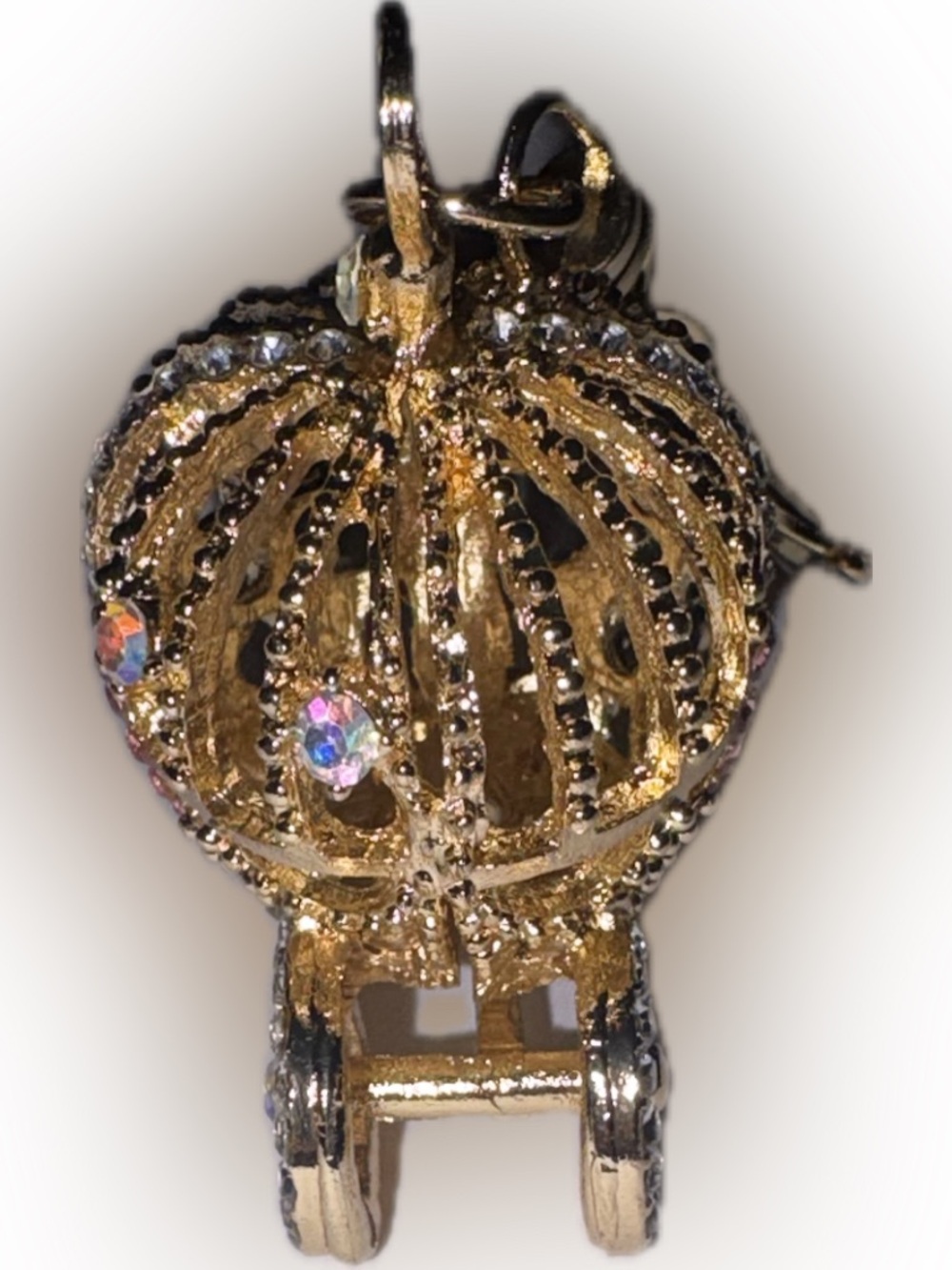 Gold & Pink Crown Carriage Crystal Keychain Bag Charm 3D - Picture 3 of 7